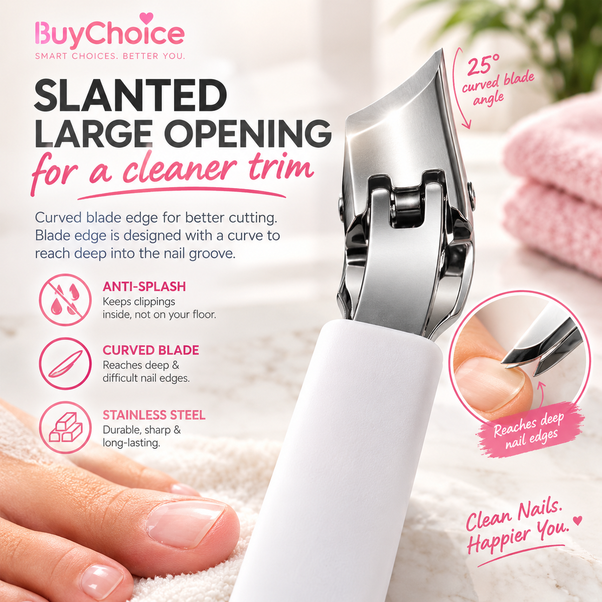 Anti-Splash Nail Curved Edges Clippers