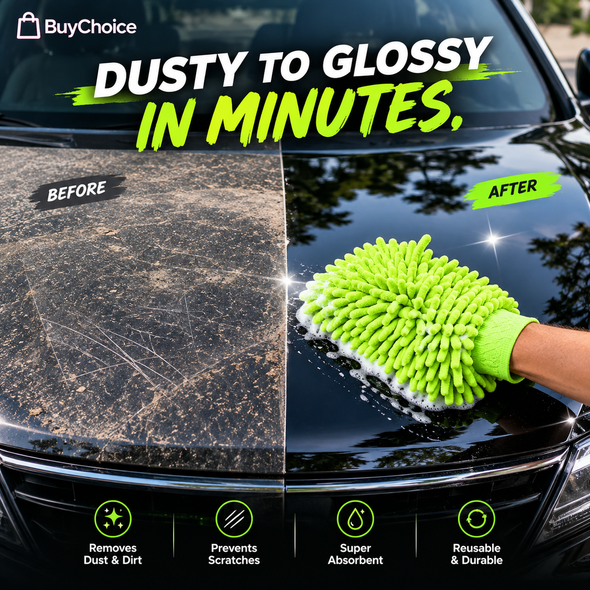 Microfiber cleaning car wash mitt