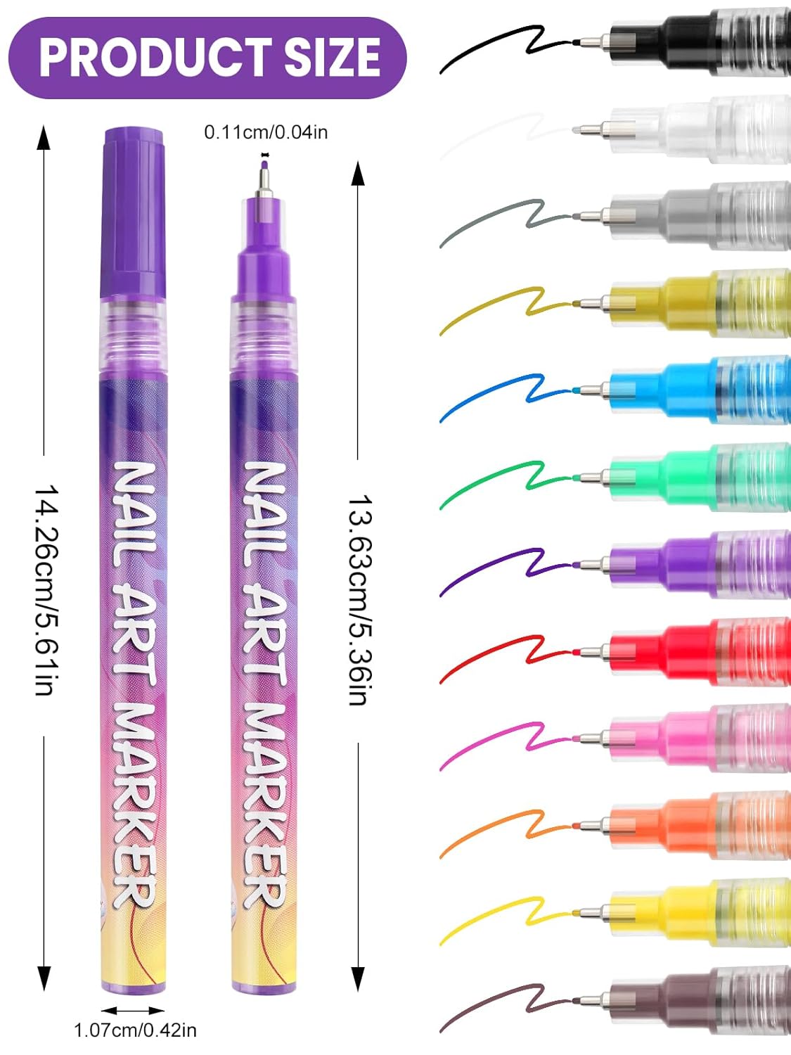 Nail Art Marker Pens | 12 Color Set
