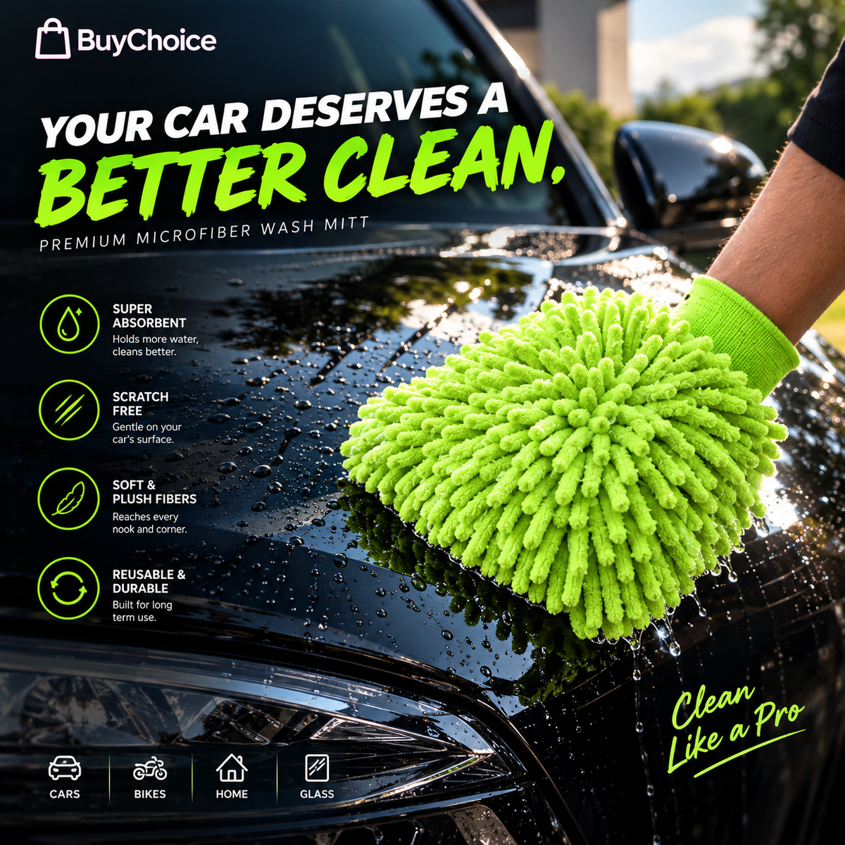 Microfiber cleaning car wash mitt