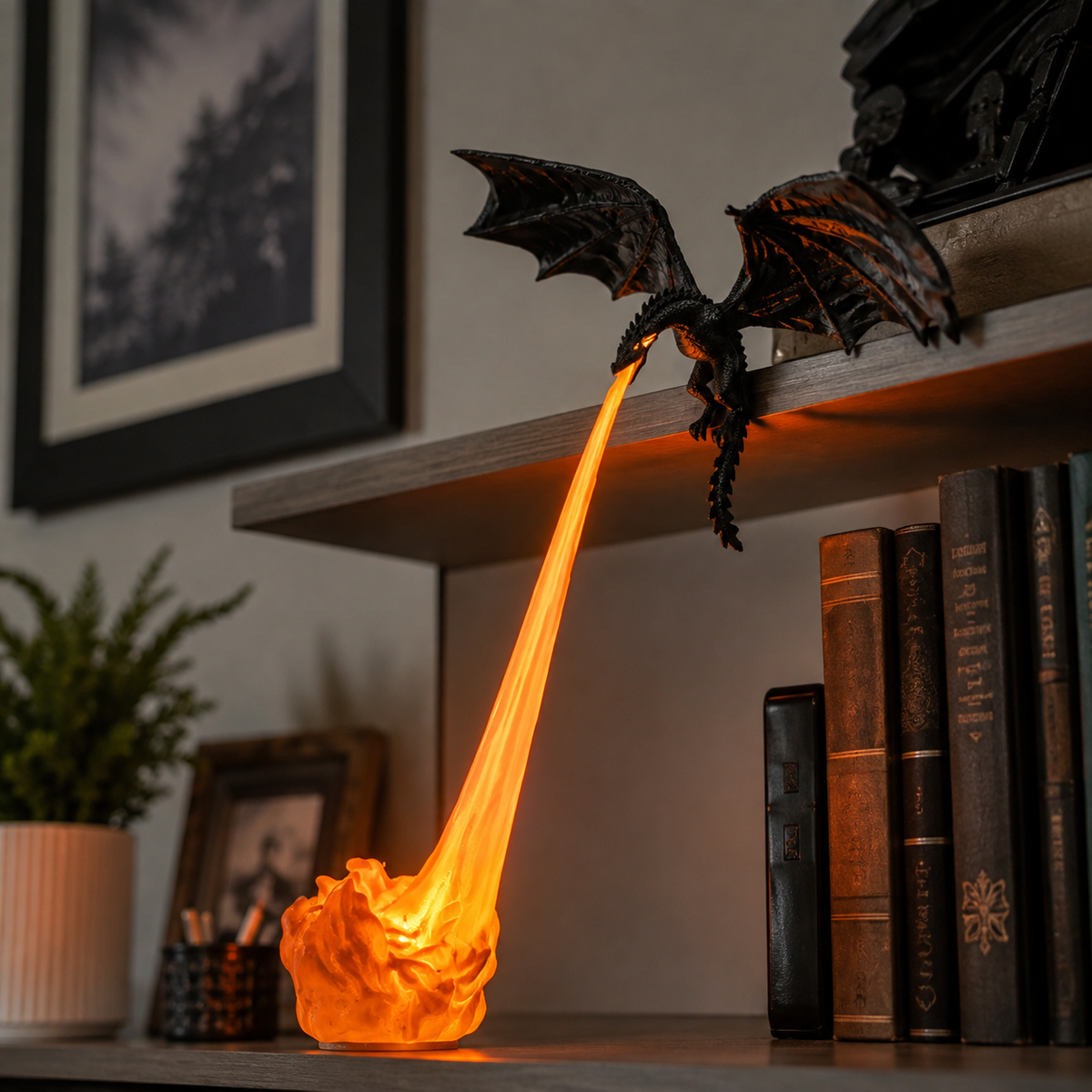 The Shelf Dragon-LED Book Guardian