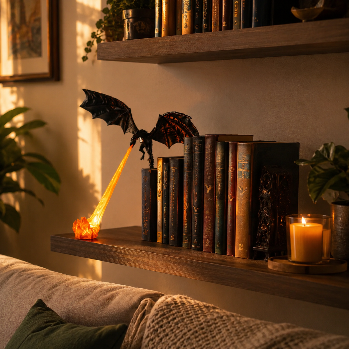 The Shelf Dragon-LED Book Guardian