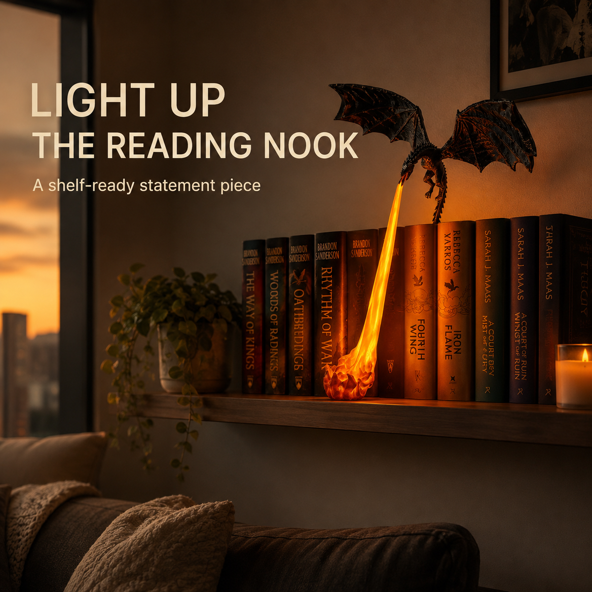 The Shelf Dragon-LED Book Guardian