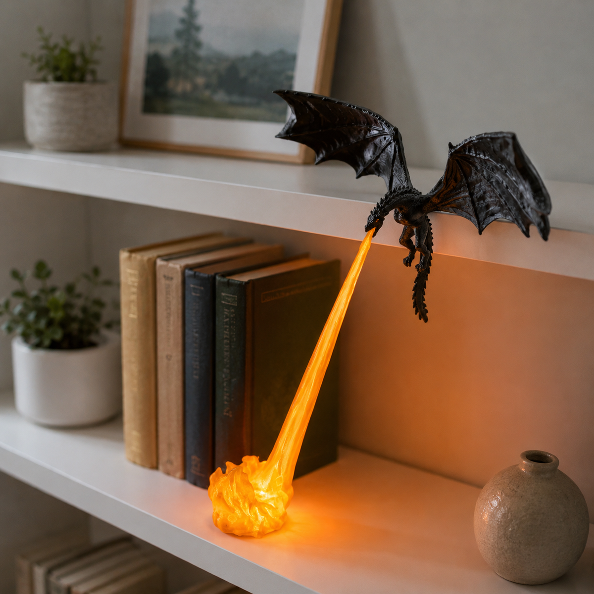 The Shelf Dragon-LED Book Guardian