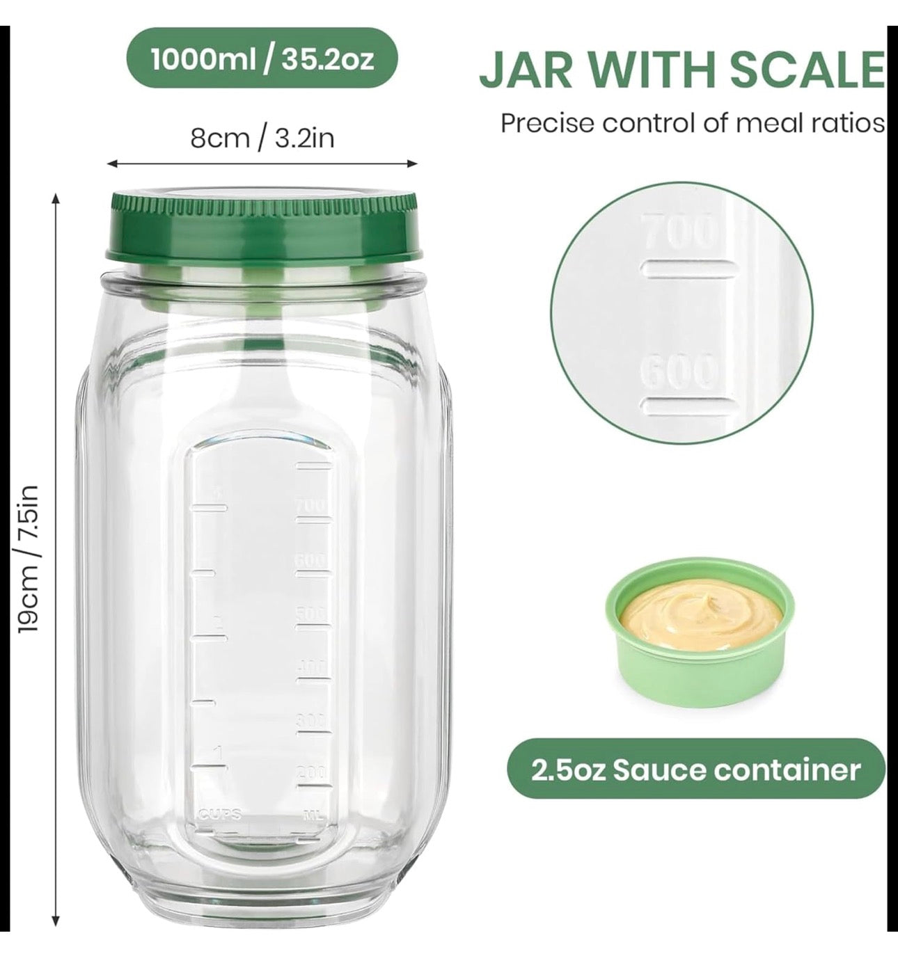 FreshVault Luxe Leakproof Salad Jar – Portable Food Container with Dressing Cup | Premium On-the-Go Meal Bottle (High Quality)
