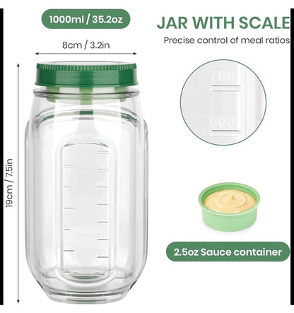 FreshVault Luxe Leakproof Salad Jar – Portable Food Container with Dressing Cup | Premium On-the-Go Meal Bottle (High Quality)