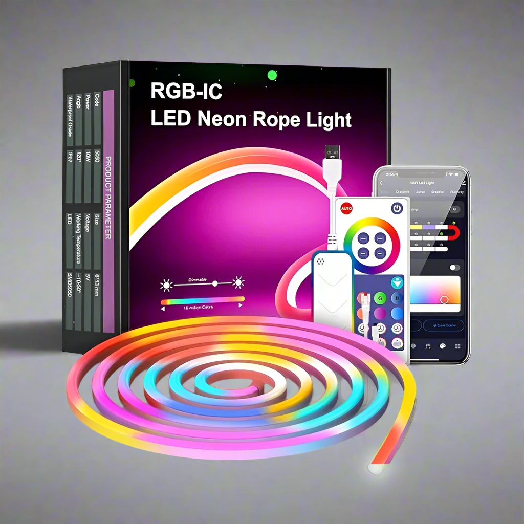 NeonGlow Smart Rope Strip Light with Music Syncing (5 Meters)