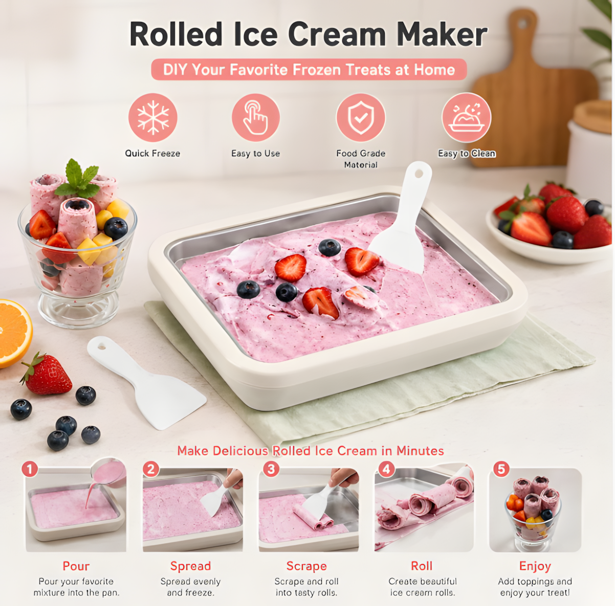 Cold Creamy Ice-cream Tray