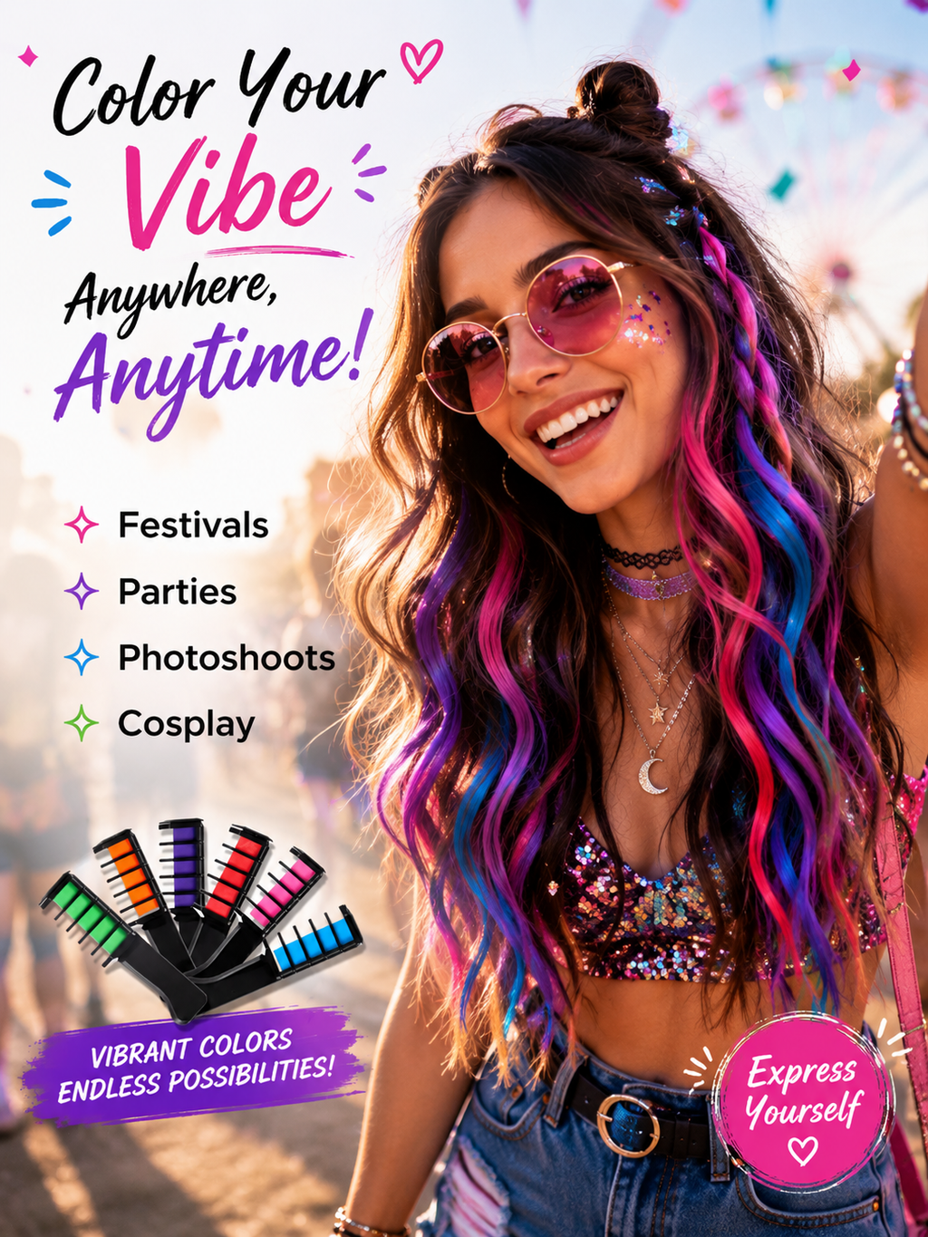 Shades Hair Dye Hair Chalk Comb