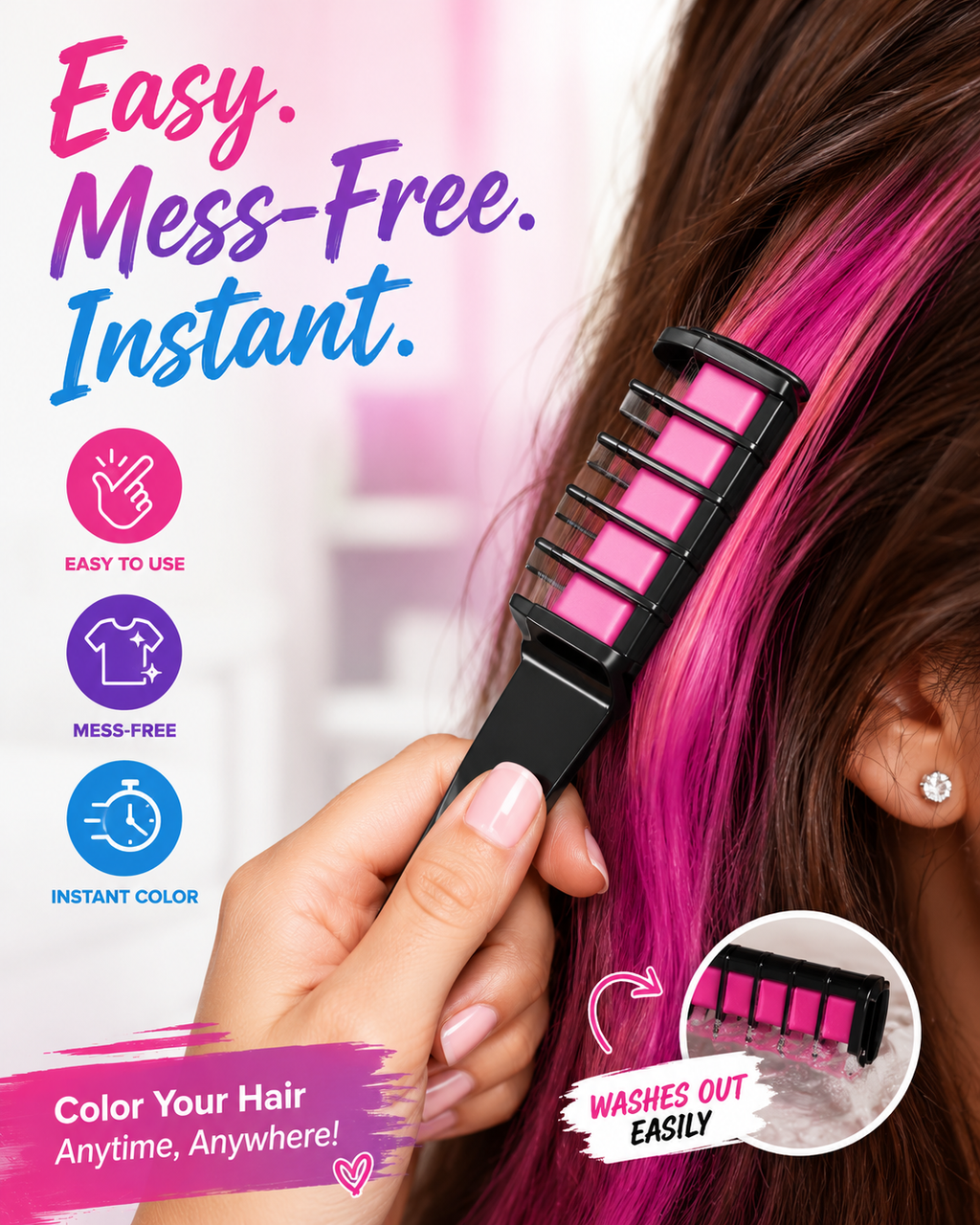 Shades Hair Dye Hair Chalk Comb
