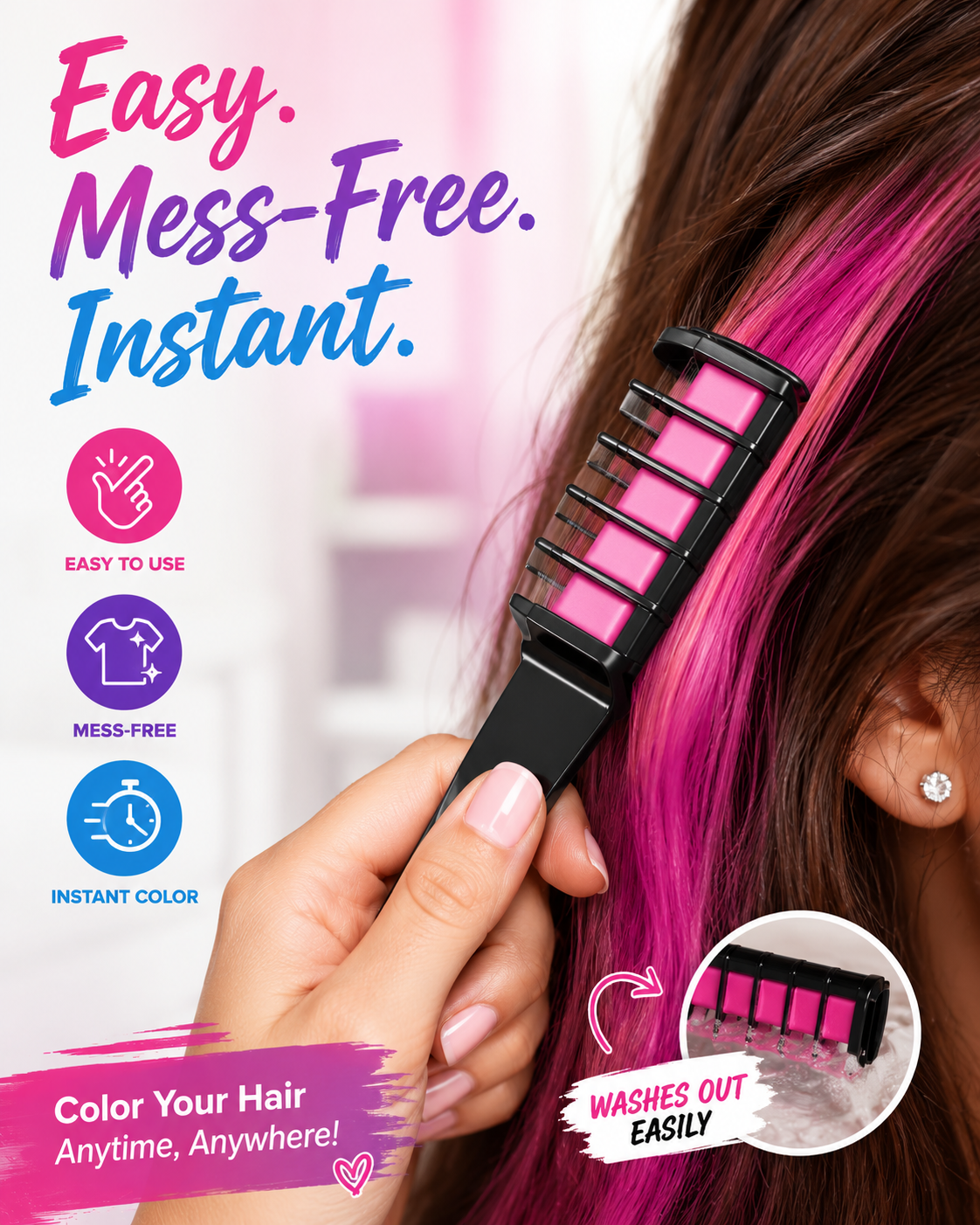 Shades Hair Dye Hair Chalk Comb