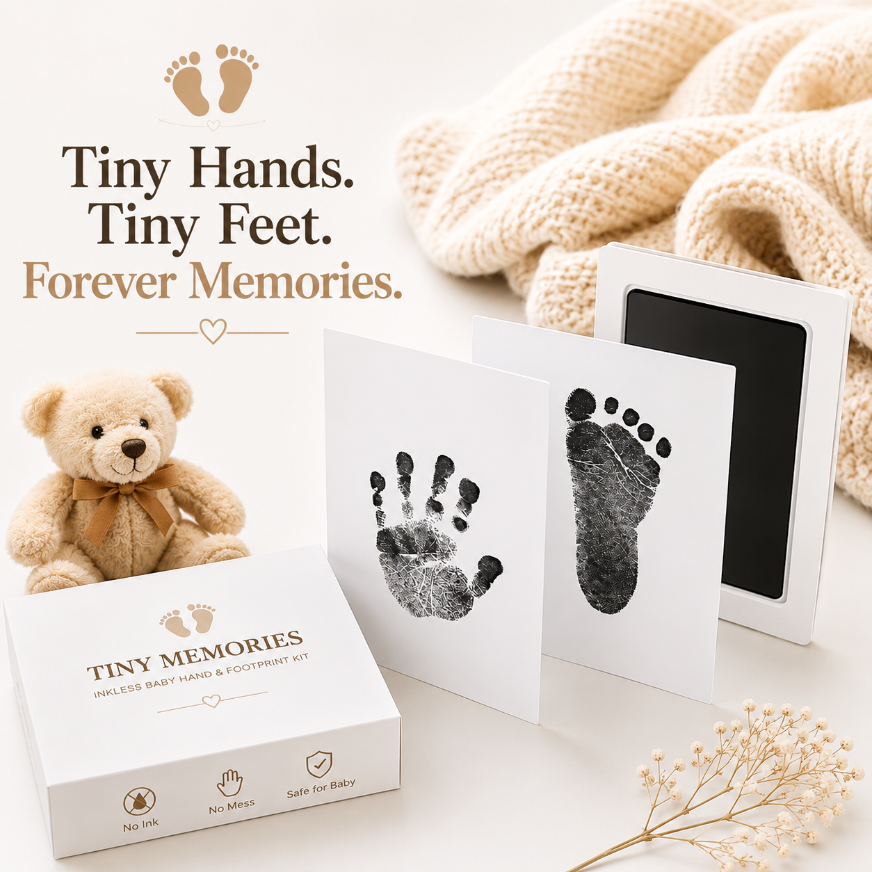 Tiny Memories – Inkless Baby Hand & Footprint Kit (Safe)